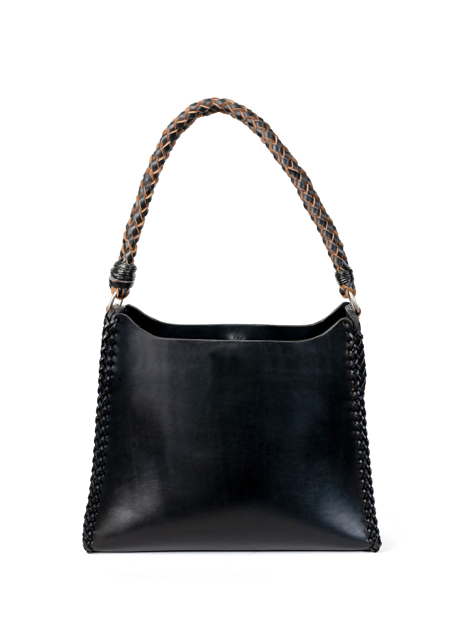 Embroidered Star Pyramid Shoulder Bag - Black