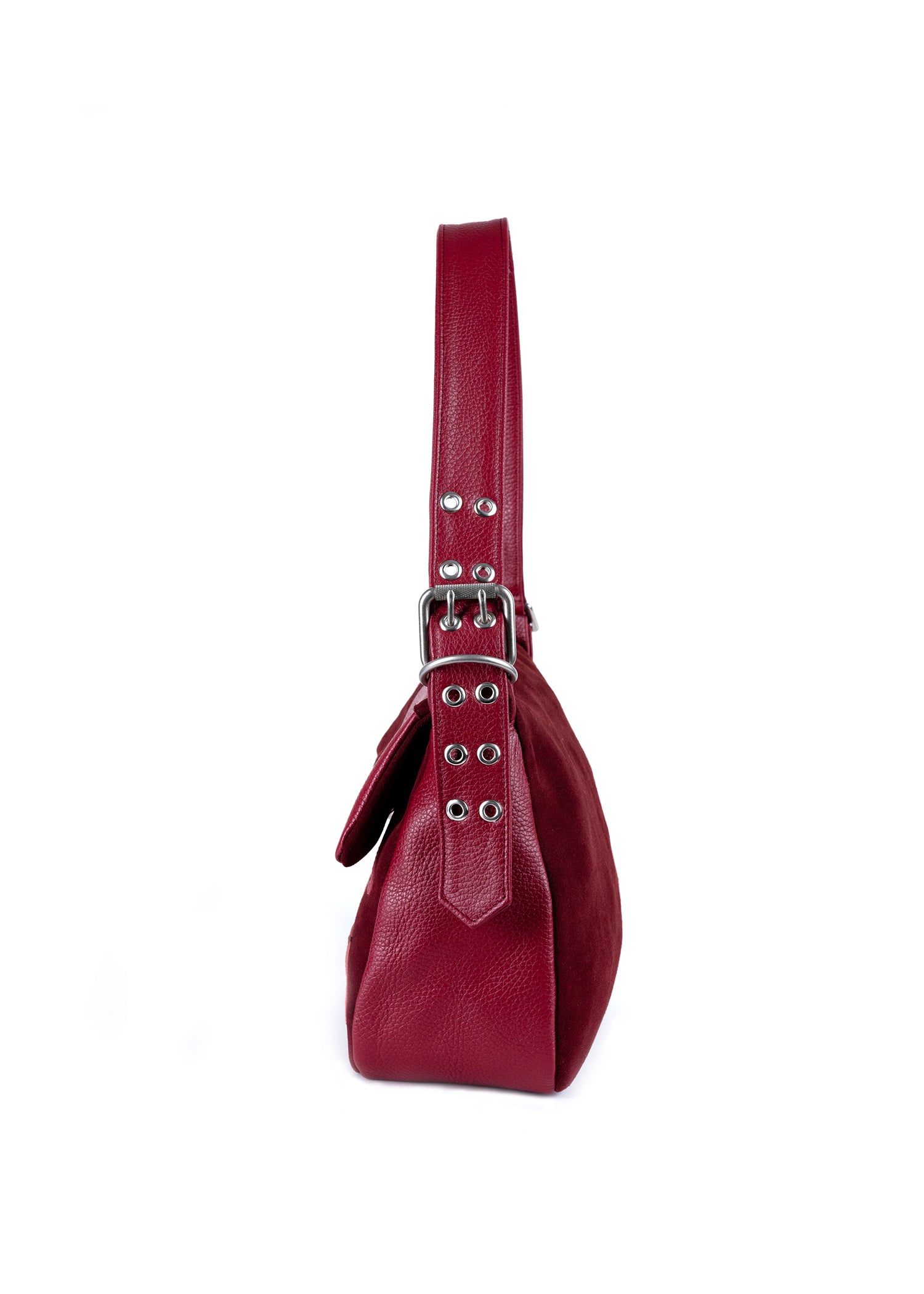 Suede Shoulder Bag - Wine