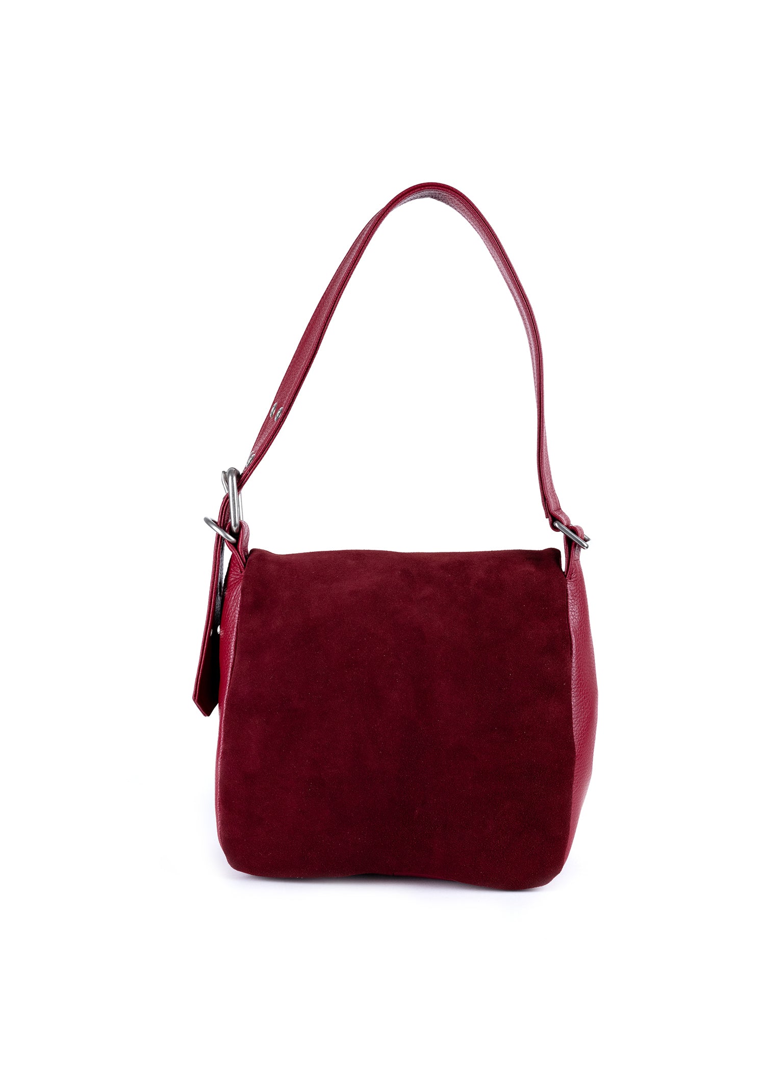 Suede Shoulder Bag - Wine