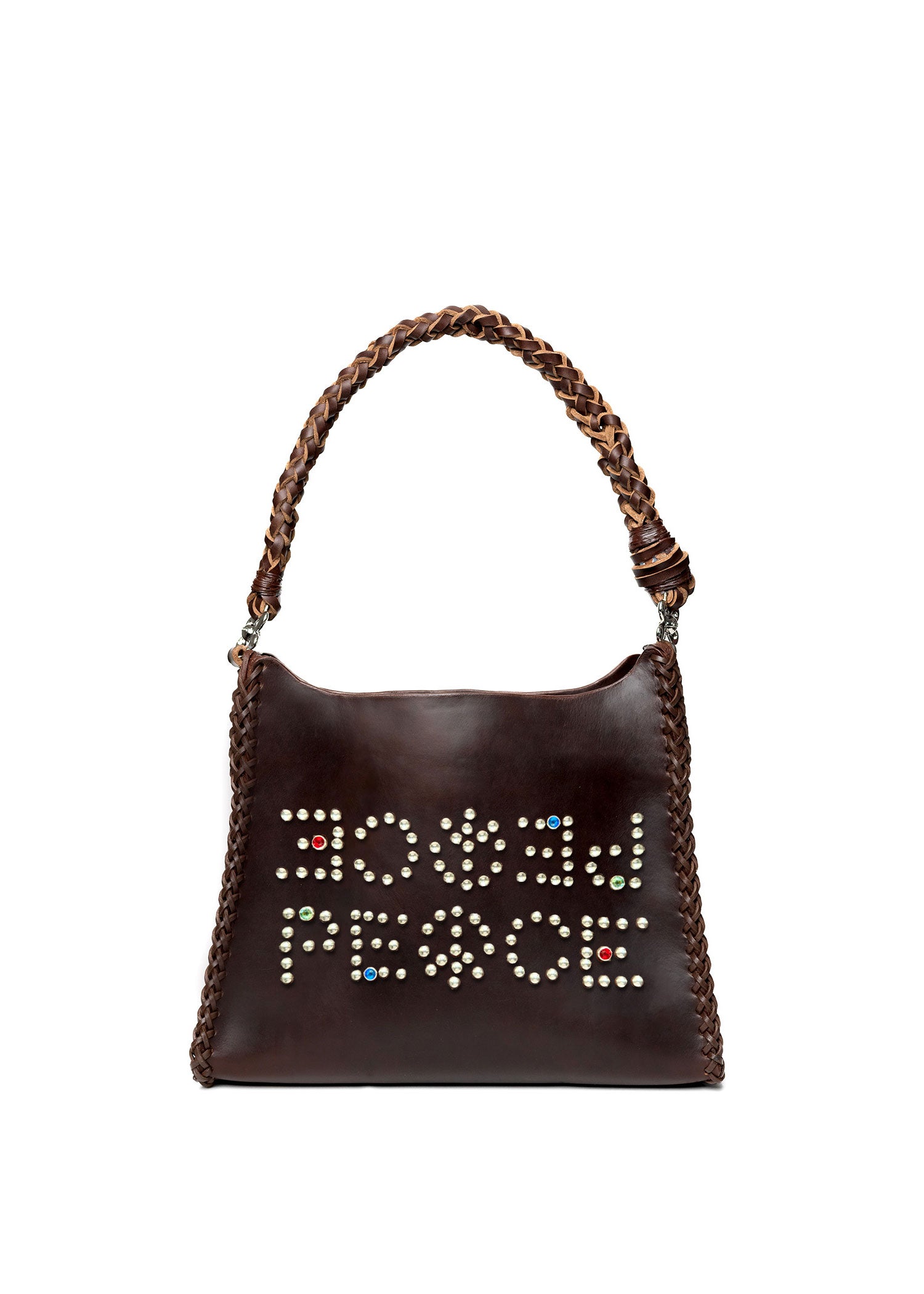 Studded Pyramid Bag - Brown