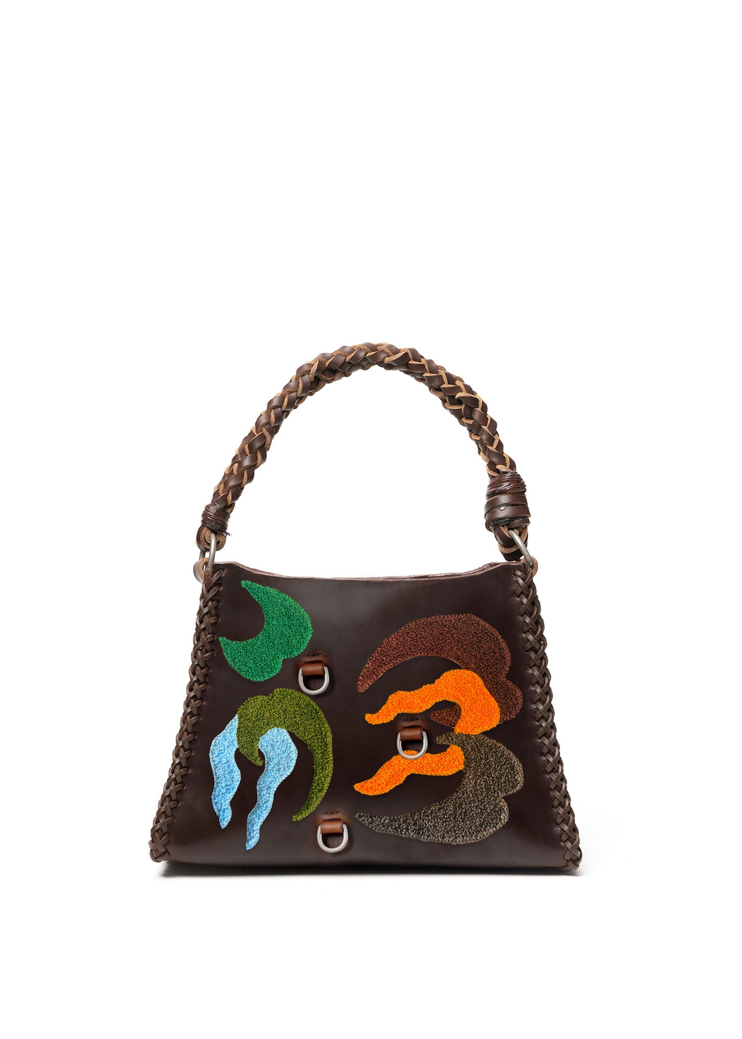 Small Embroidered Mast Pyramid Bag - Brown