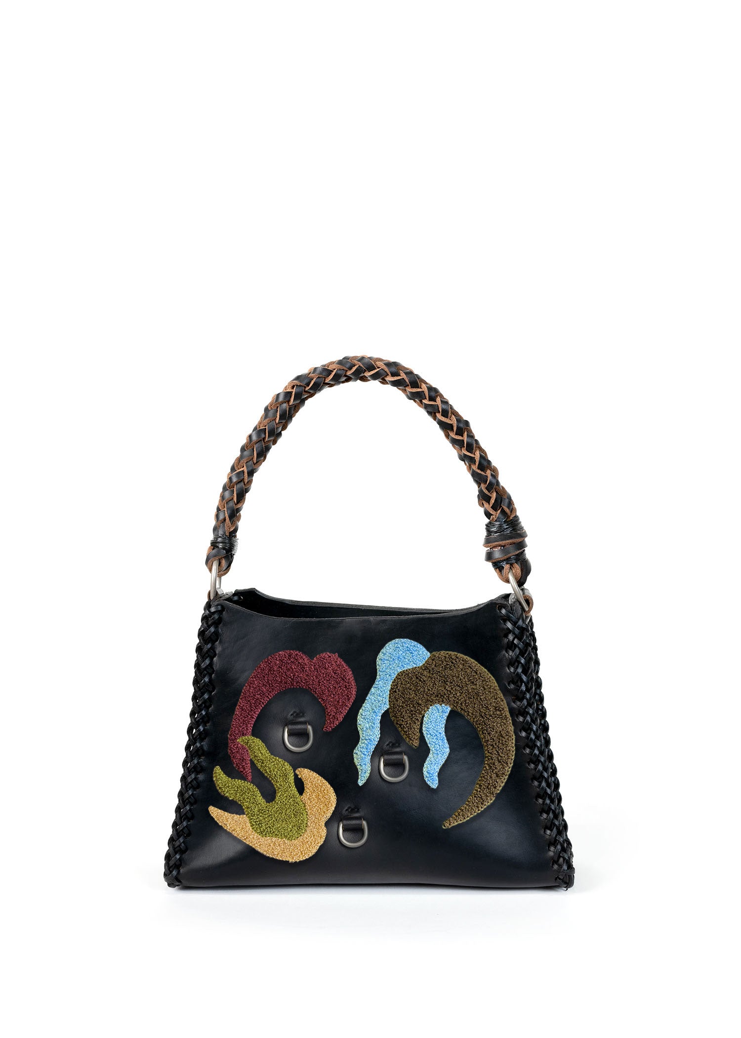 Small Embroidered Mast Pyramid Bag - Black