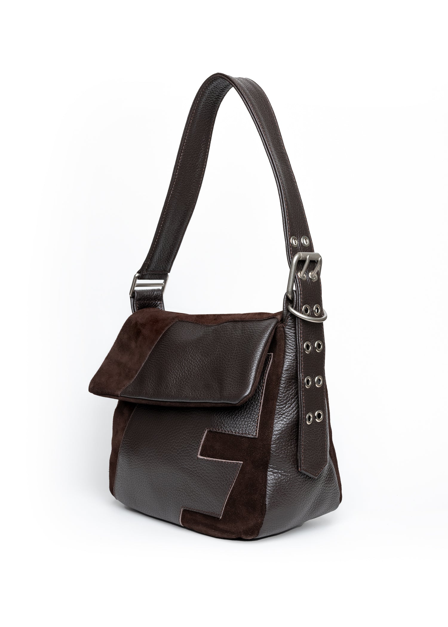 Suede Shoulder Bag - Chocolate