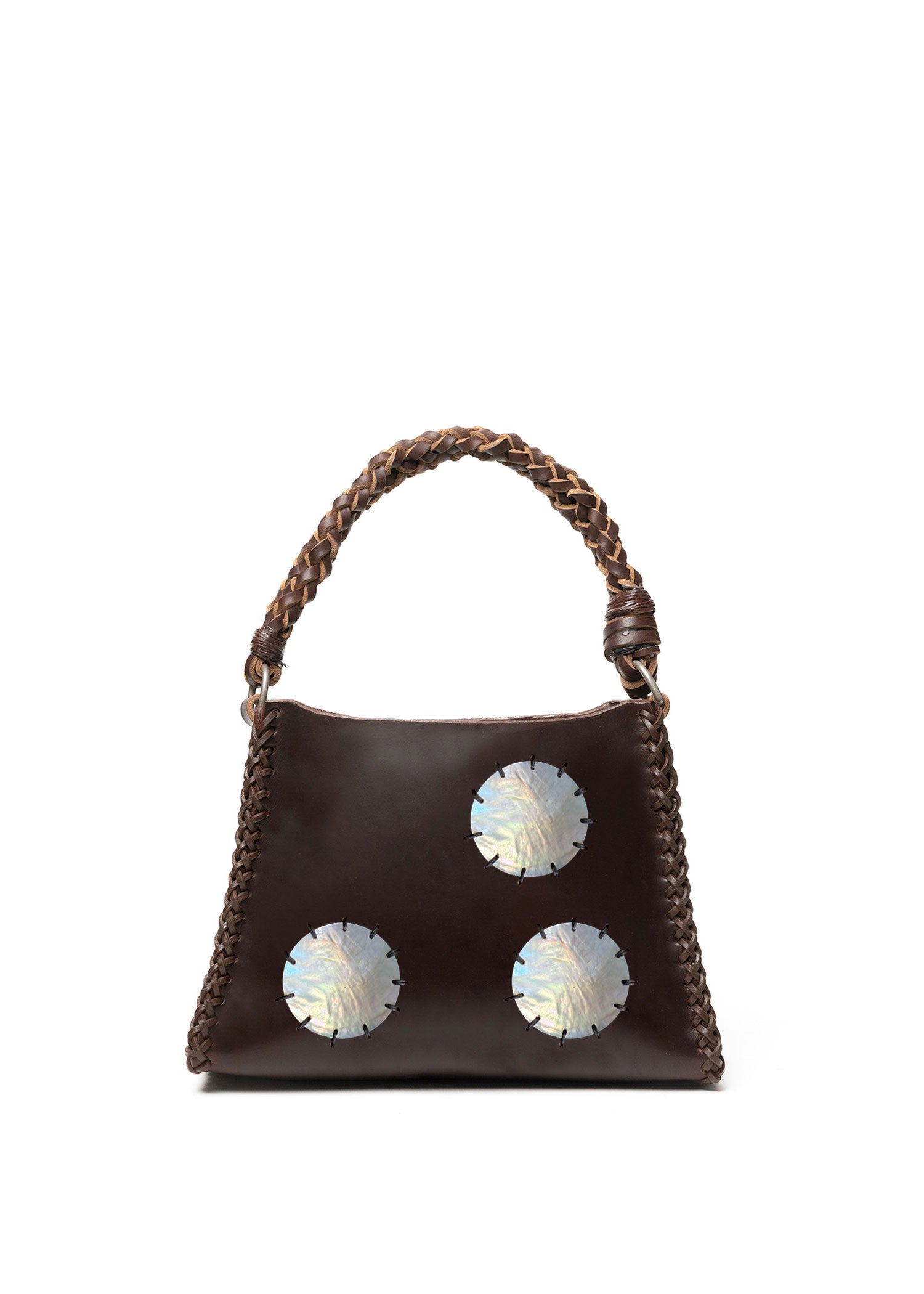 Small Mother of Pearl Pyramid Bag - Brown