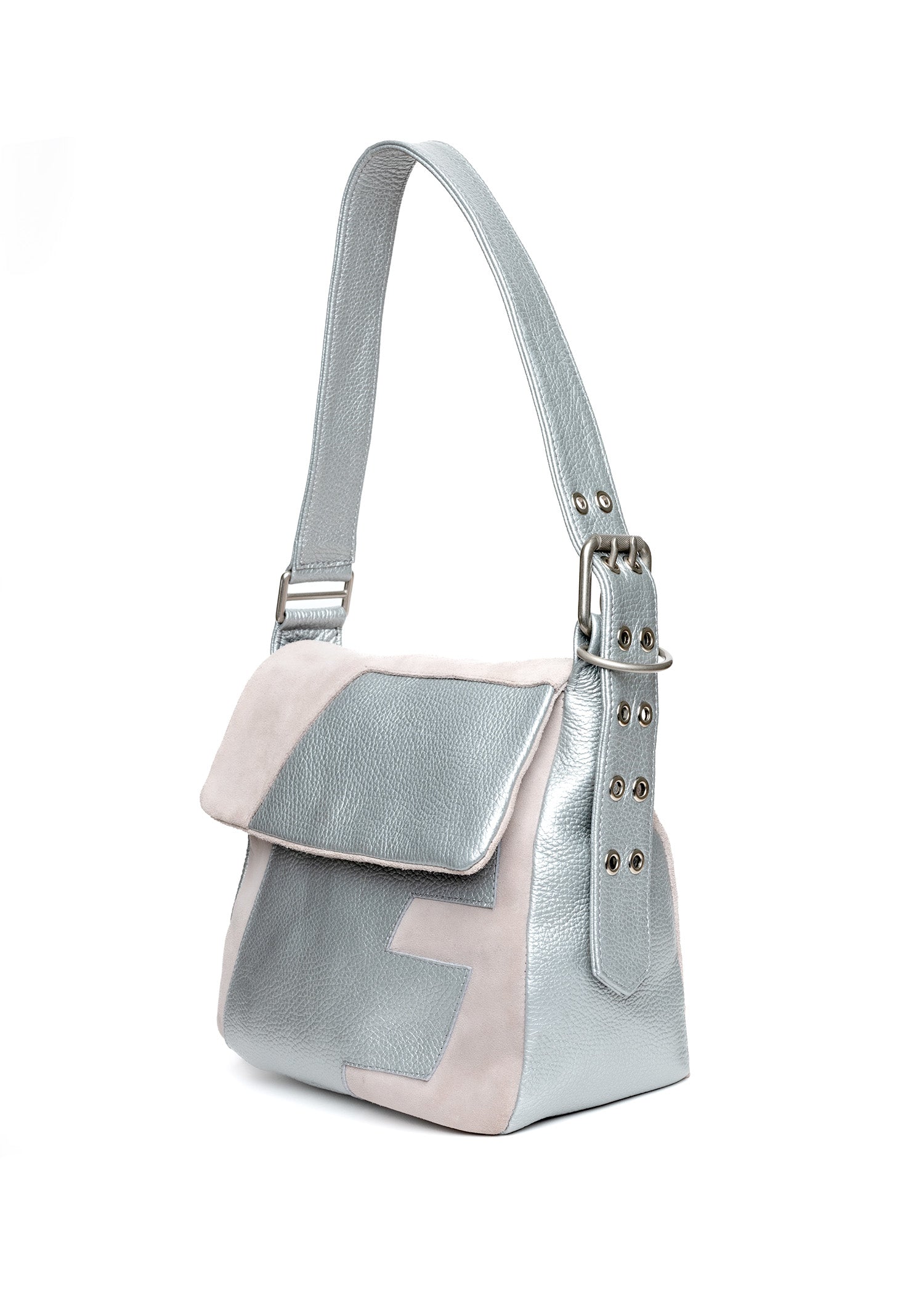 Suede Shoulder Bag - Silver