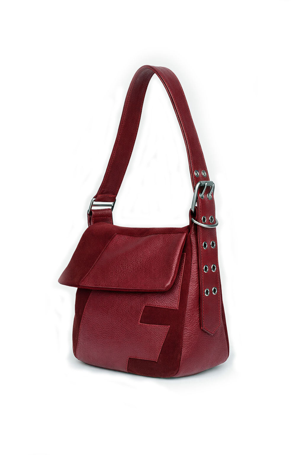 Suede Shoulder Bag - Wine