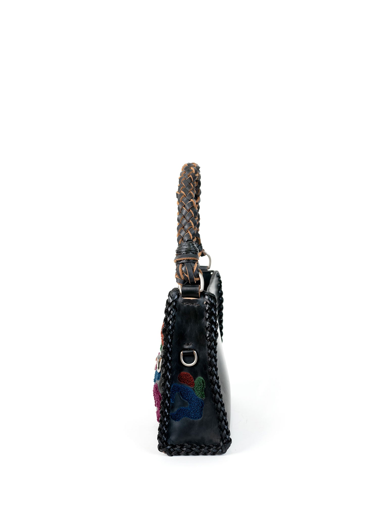 Small Embroidered Mast Pyramid Bag - Black