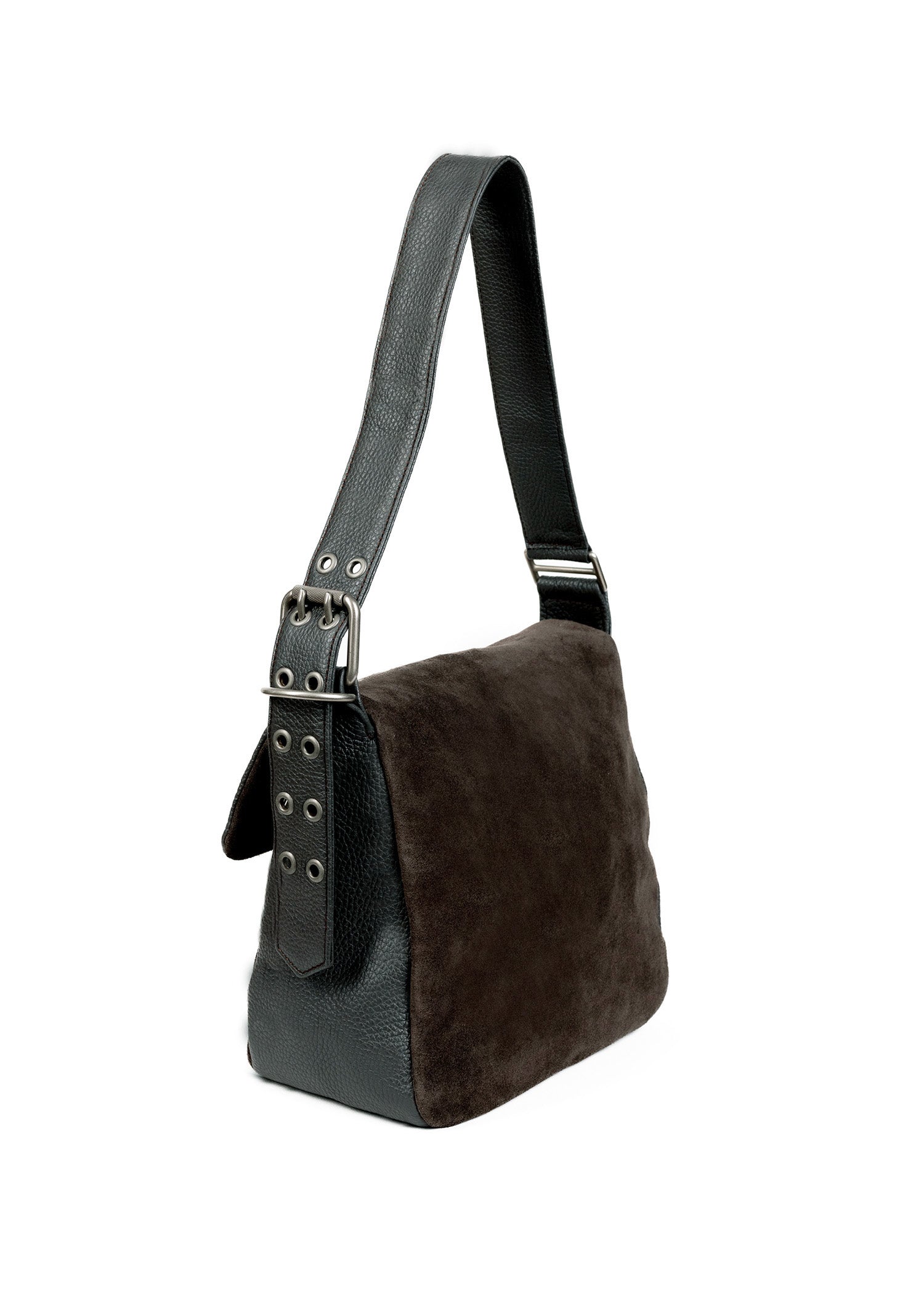 Suede Shoulder Bag - Charcoal