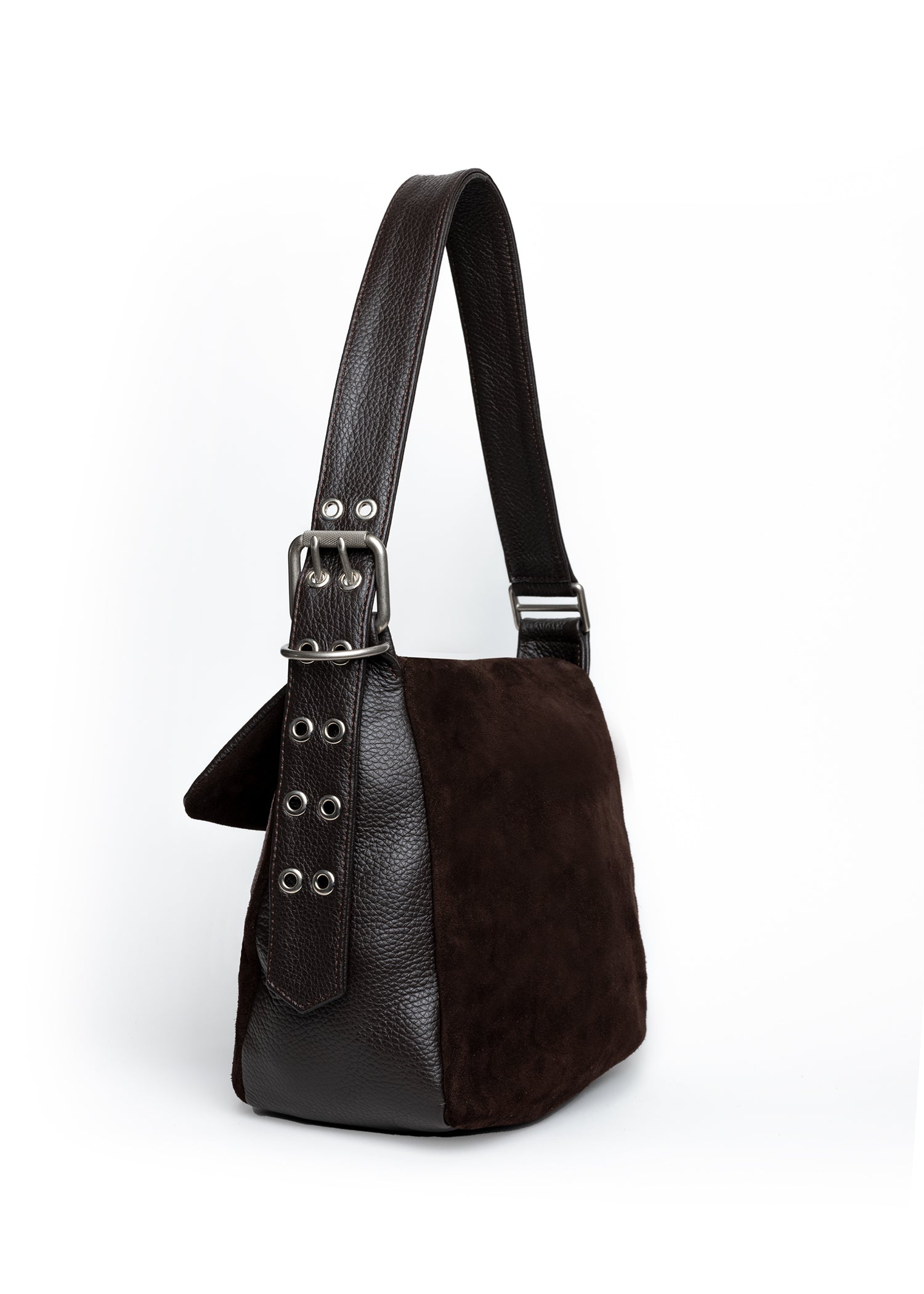 Suede Shoulder Bag - Chocolate