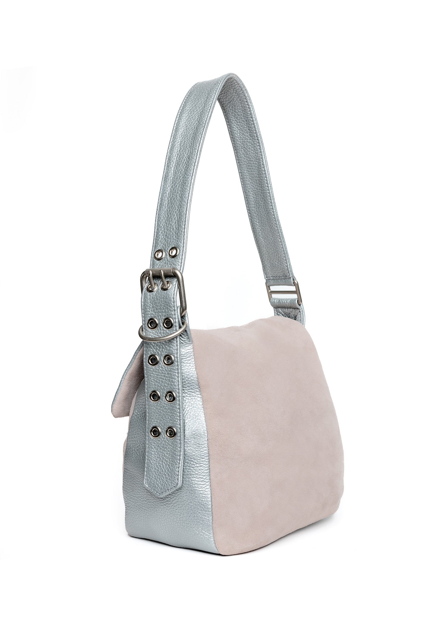 Suede Shoulder Bag - Silver