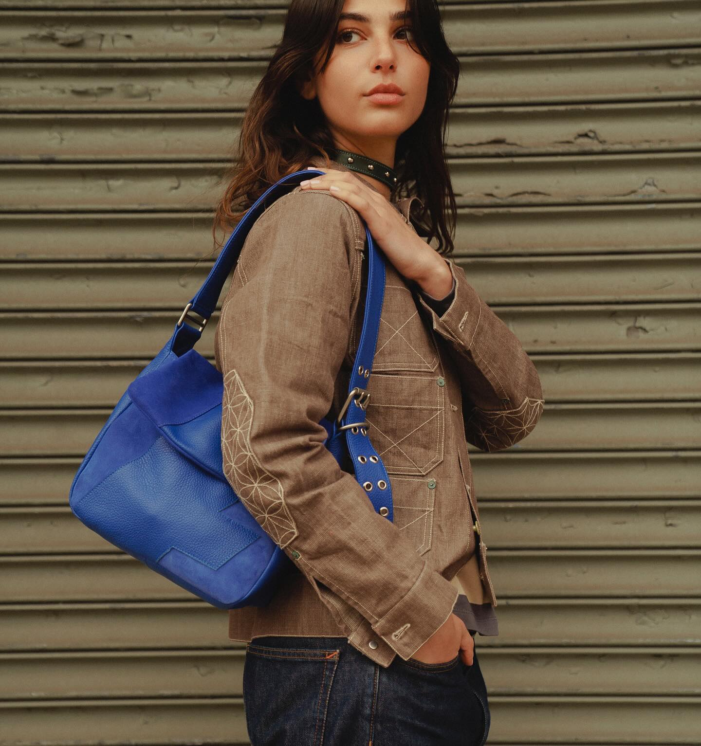 Suede Shoulder Bag - Marine