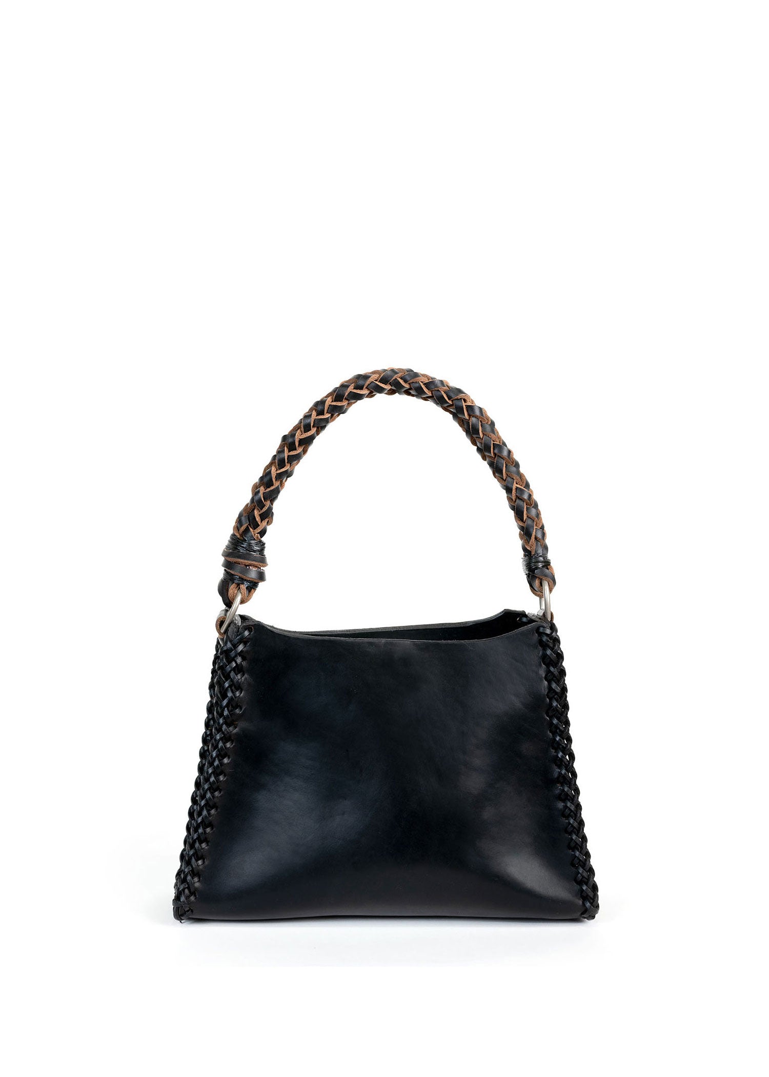 Small Floral Embroidered Pyramid Bag - Black