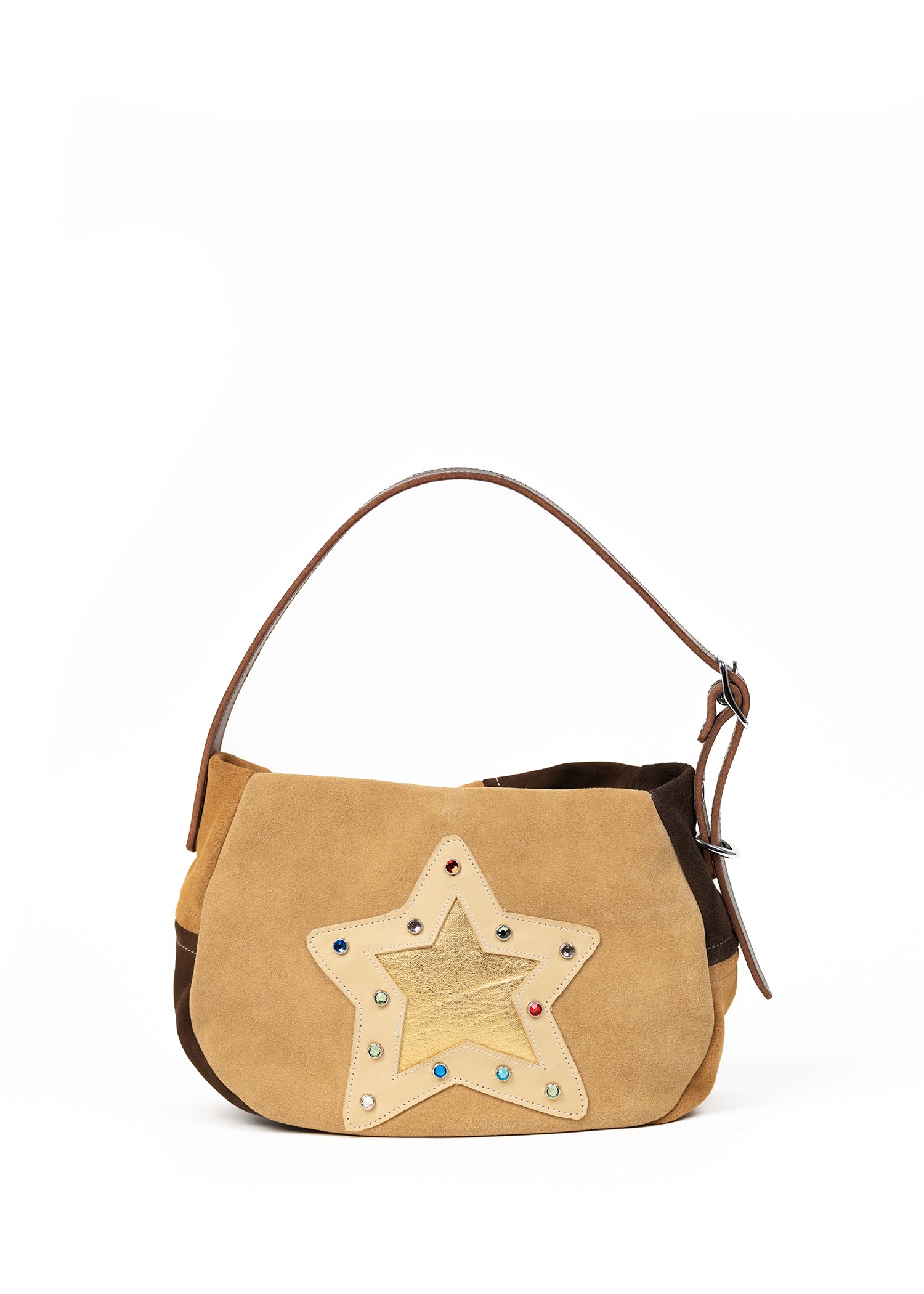 Suede Star-studded Shell Bag